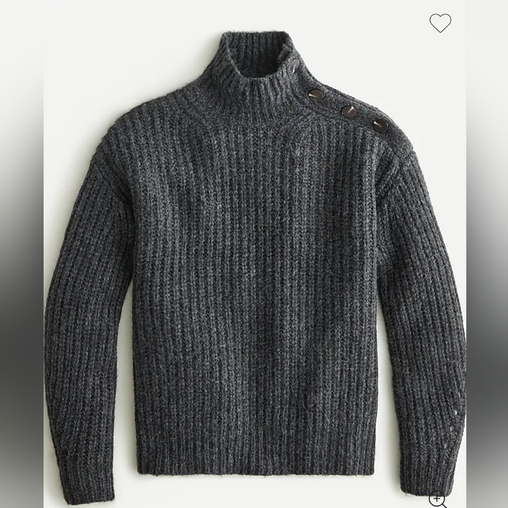 NWT J.CREW Alpaca-blend turtleneck sweater with shoulder buttons size M